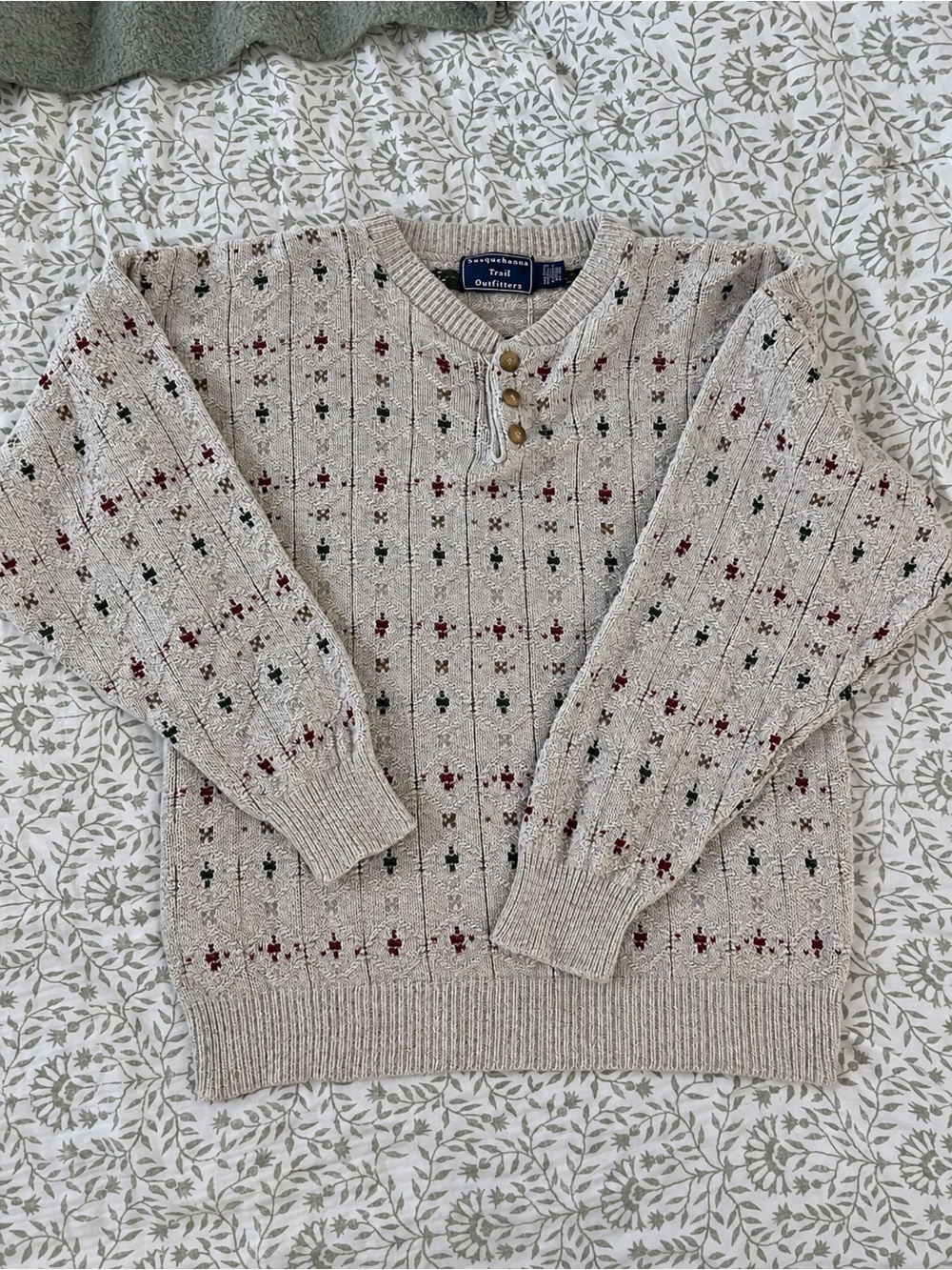 Vintage 90s Susquehanna Trail Outfitters Men's Knit Henley Sweater